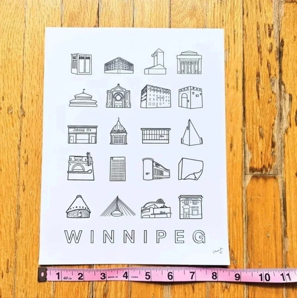 Winnipeg iconic landmarks  art print 8.5 x 11 wall decor original artwork - Picture 3 of 4